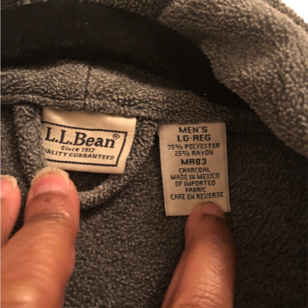 LL BEAN MENS GRAY & BLACK BELTED ROBE - Picture 4 of 6